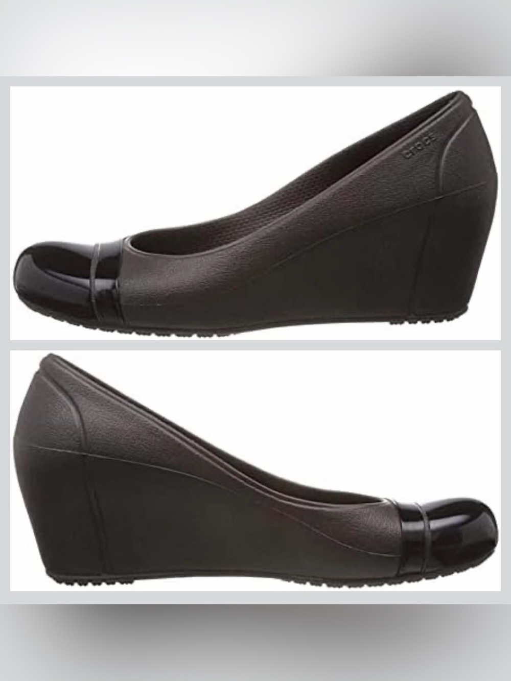 Crocs Cap Toe Wedge Espresso Brown Women’s W 7 Slip On Shoes